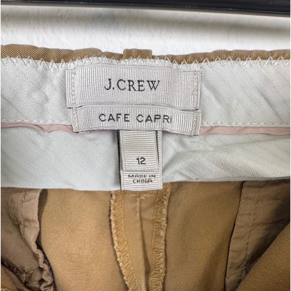 J.Crew Cafe Capri Pants Women's 12 Tan Excellent Business Casual Cotton Stretch - Picture 3 of 7